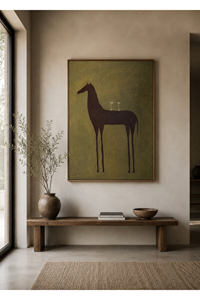 Boho wellness studio – Evening Ritual Çerçeveli Modern At Tablosu | Minimal D...