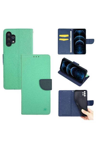 Sonique Θήκη Πορτοφόλι Trend Wallet Samsung Galaxy A32 4G Βεραμάν / Σκούρο Μπλε