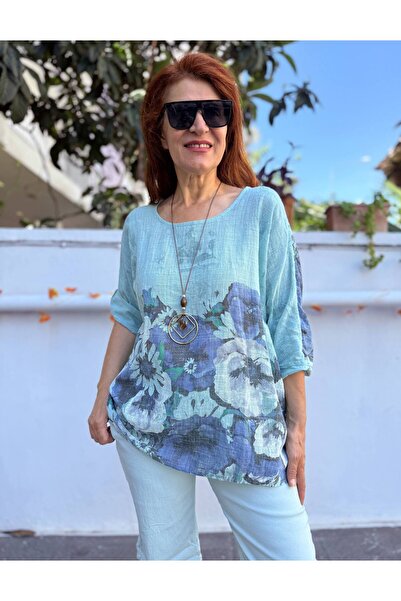 DenizEge İtalyan Lavinya Kolyeli Bluz Mint