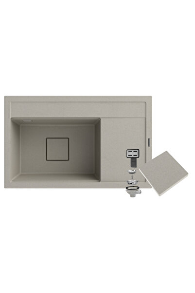 Granitan Granite Rendo Beige sink, 81x50.5 cm, with drain cover and siphon