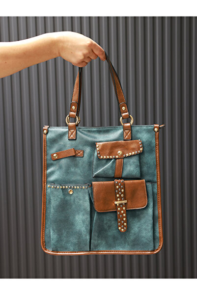 EVASAMLİSHOESBAG Vintage Cepli Kadın Omuz Çantası