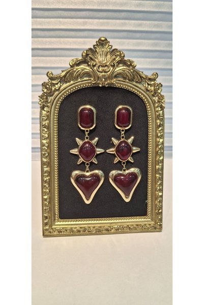 Mf Burgundy Vintage Earrings