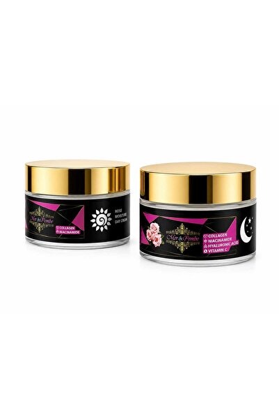 MOR PEMBE Purple&Pink Rose Day and Night Face Cream Set, Collagen, Niacinamid...