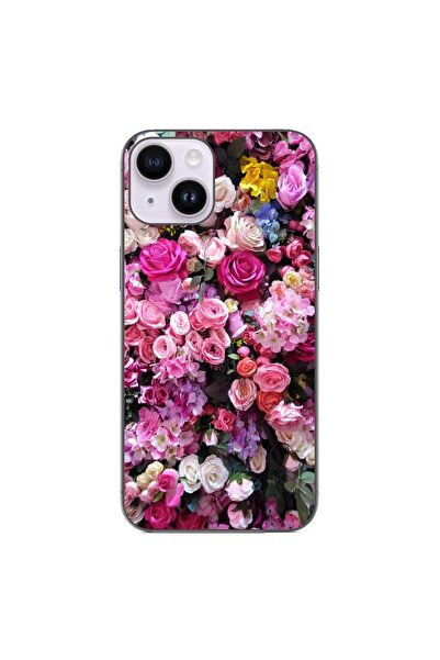OEM Husa compatibila cu Apple iPhone 15 Silicon Gel Tpu Model Trandafiri Roz