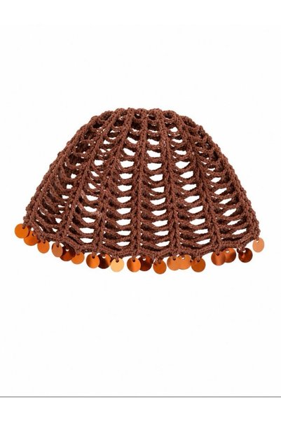pinkchıld Mesh Knitted Bandana-Brown Color Stylish Bohemian Summer Beanie