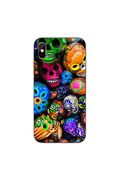 OEM Husa compatibila cu Apple iPhone X Silicon Gel Tpu Model Halloween Cranii...