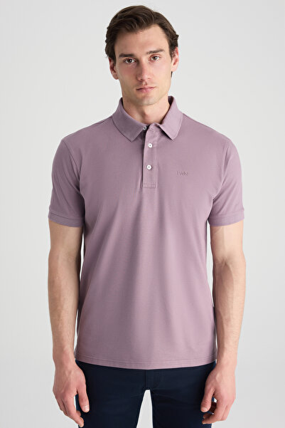 Twn Slim Fit Lilac Pique Textured T-Shirt