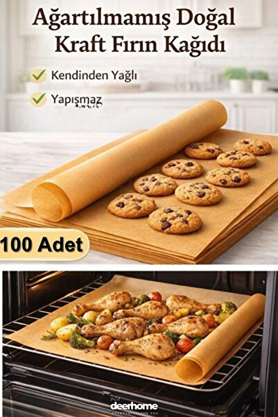 MCA Deerhome 100 Pieces of Oven Baking Paper, Unbleached, Tray Size, XL Size,...