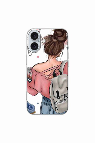 OEM Husa compatibila cu Apple iPhone 16 Silicon Gel Tpu Model Girl Fashion Sc...