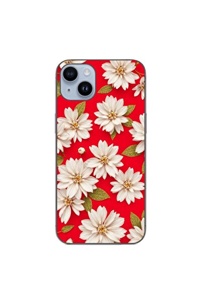 OEM Θήκη συμβατή με Apple iPhone 15 Plus, από σιλικόνη gel TPU, με λευκά λουλ...