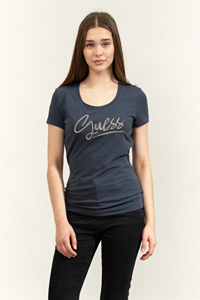 Guess Tricou de damă din jerseu, croială slim, bleumarin