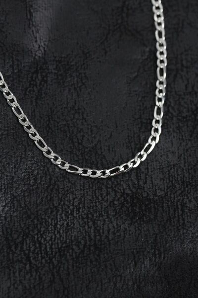 norsary 316L Steel Silver Color Thin Figaro Chain Model Men's Necklace