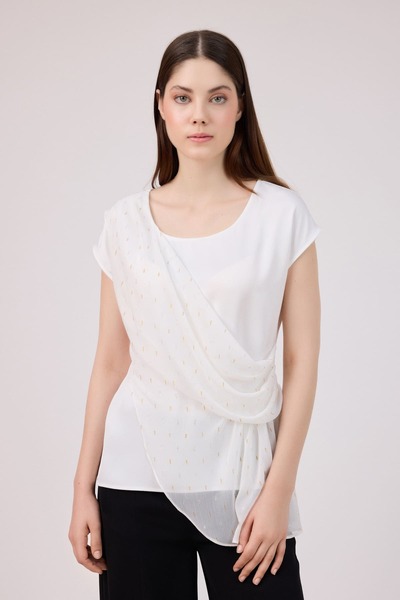 FEVER Drape geçişli v yakalı bluz
