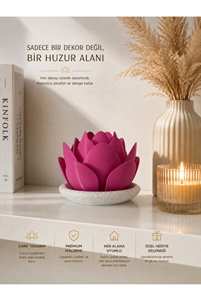 zulya Lotus Mumluk LED Işıklı Dekoratif Masa Üstü Biblo | Modern Minimalist P...