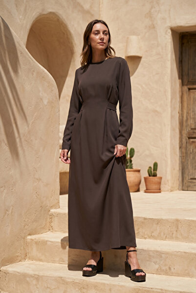 Nuss Belted Linen Dress 2048 Bitter Brown