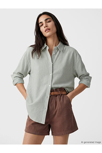 LC Waikiki Striped Oversize Women's Shirt
