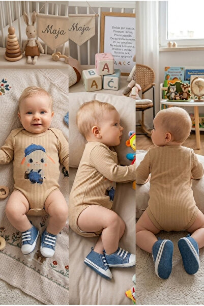 meyastore Rabbit Printed Long Sleeve Baby Bodysuit