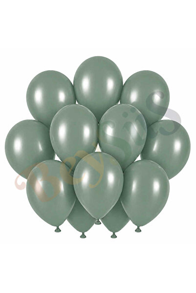 BeySüS Eucalyptus Color Latex Retro Balloons (30 cm) - 12 Pieces
