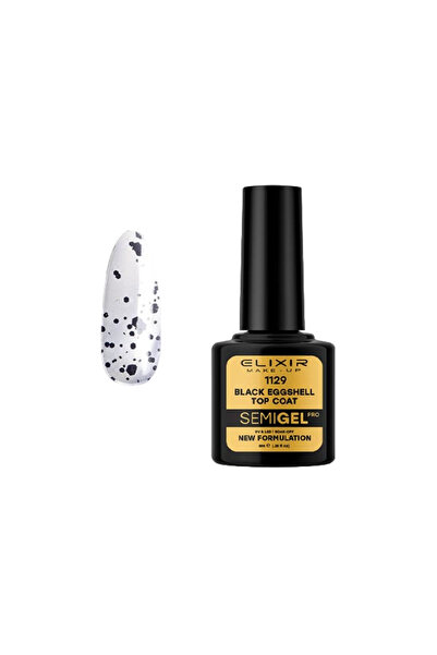 Elixir SEMI GEL (ΗΜΙΜΟΝΙΜΟ ΒΕΡΝΙΚΙ) -1129 (Black EGGSHELL TOP COAT NO WIPE) 8ML