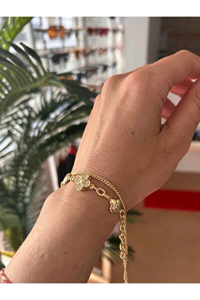 Niloshe&Sinoshe NS Accesories Gold Bracelet with Flower and Clover Figures