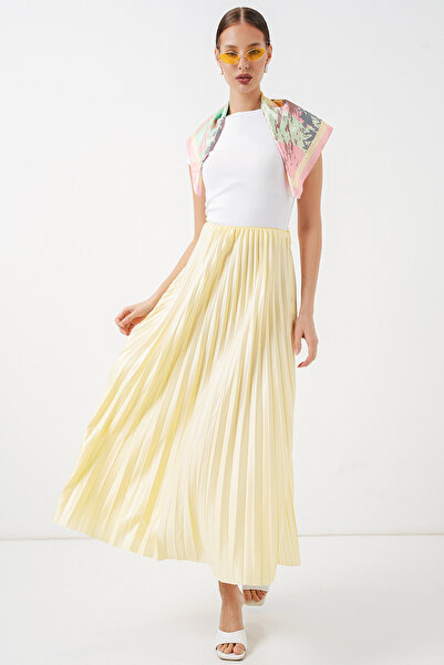 Merterium Women's Pleated Long Skirt 1469 - Yellow