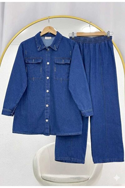 MODA VEDAT Set de blugi de damă cu broderie de mărgele și detalii -0750