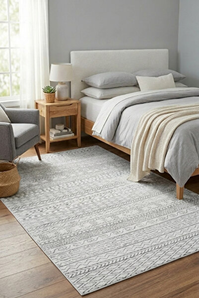 Bonny Home Premium Yatak Odası Halısı Kaymaz Taban Yumuşak Dokulu Modern Gri ...