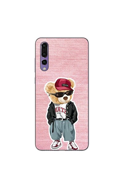 OEM Θήκη συμβατή με Huawei P20 Pro Σιλικόνης Gel TPU Σχέδιο Ροζ Τζιν Αρκουδάκι