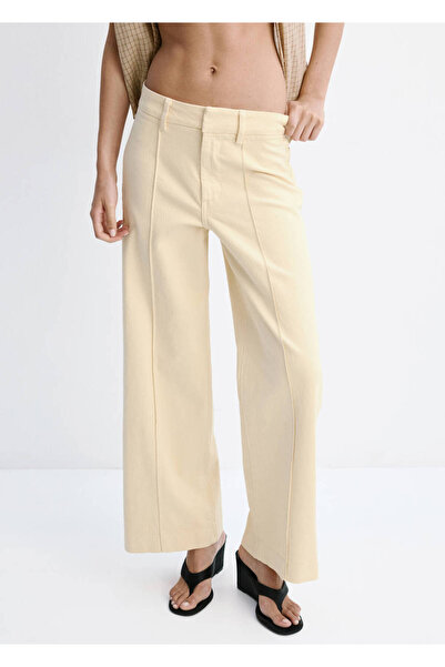 MANGO Woman Yüksek belli dikişli wideleg jean pantolon