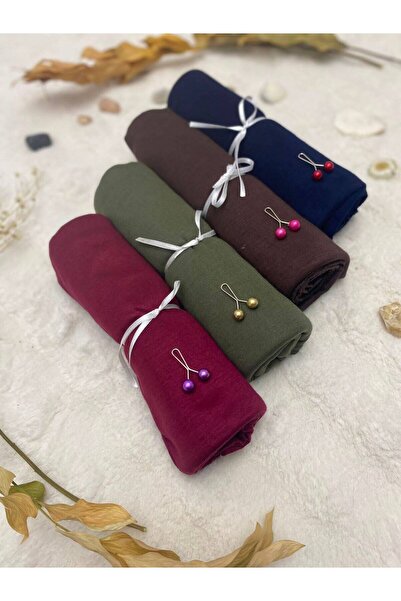 ALTIN DİKİŞ Combed Cotton Shawl Set of 4 Soft Textured Jersey Combed Cotton S...