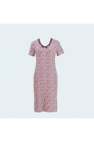 Generic Plus Size Soft Viscose Night Dress - Short Sleeves & Delicate Lace Ne...