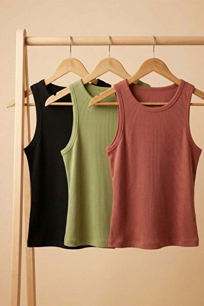 COTENCONCEPT 3 piese Tricou cu bretele din amestec de viscoză, cu nervuri