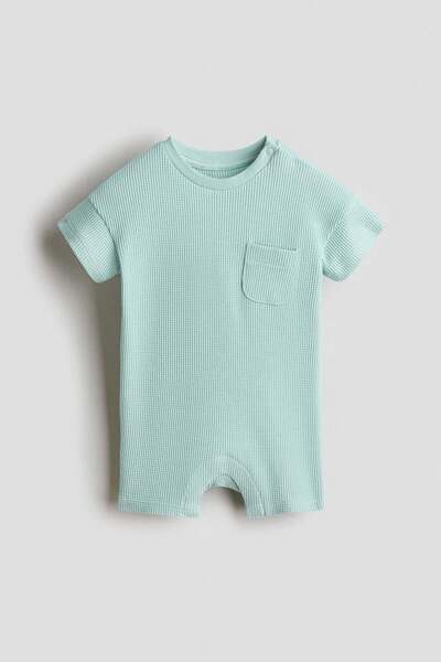 H&M بدلة رومبر قطنية بنسيج وافل