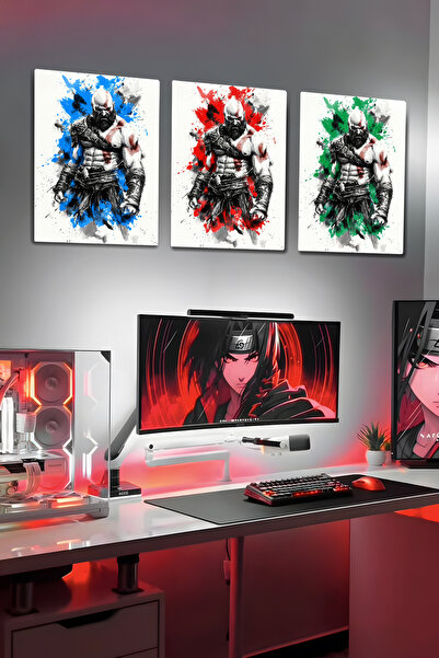 DekorHane Set de picturi metalice God of War Kratos din 3 piese Decor pentru ...
