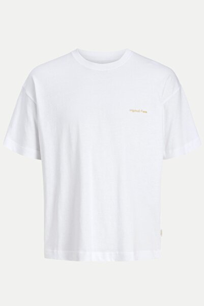 Jack & Jones Svetlo bela muška JORMONTAUK majica sa grafikom na leđima SSCN E...