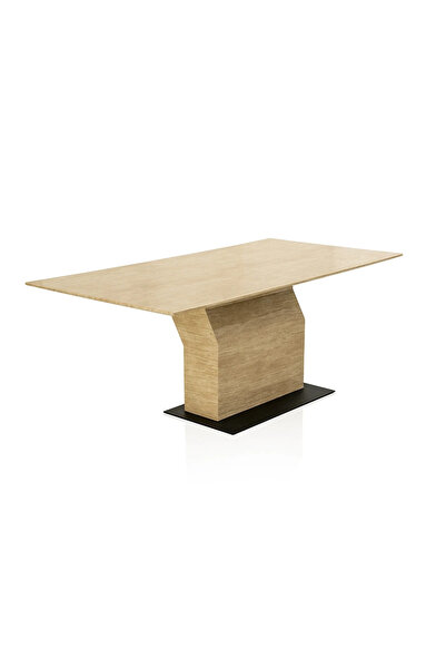 Midas Furniture طاولة طعام خشبية 200×100×75 سم بيج