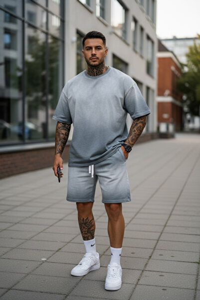 dehaine Summer set for men, t-shirt + shorts, men's short tracksuit Prewashed...