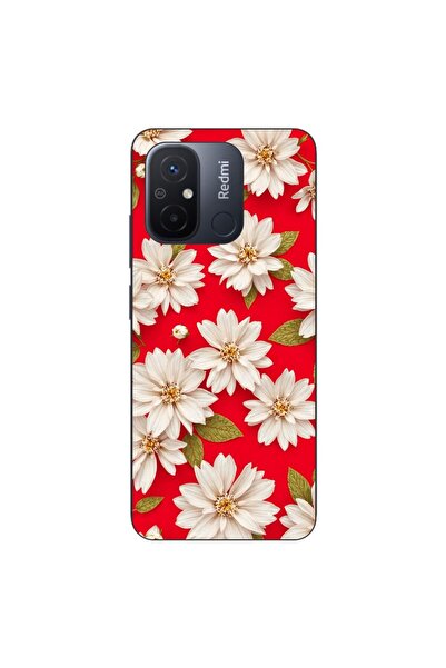 OEM Θήκη συμβατή με Xiaomi Redmi 12C από σιλικόνη TPU, με λευκά λουλούδια σε ...