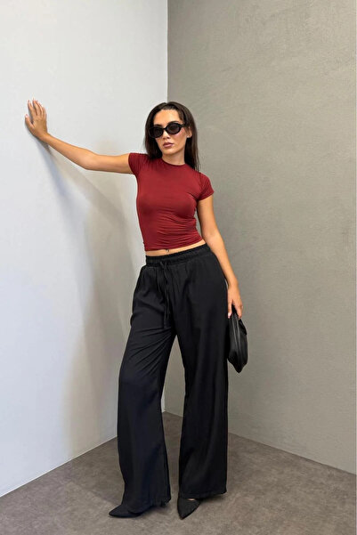 Livik Dora Black Wide Leg Women's Trousers New Season 2026