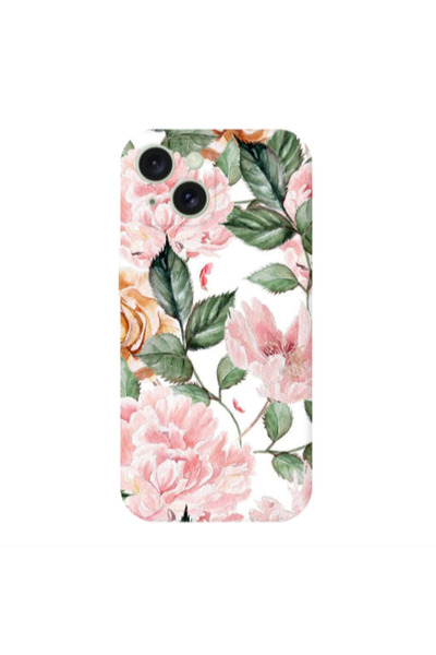 Other Apple iPhone 15 Plus Pink rose and laves Transparent Silicone TPU Θήκη