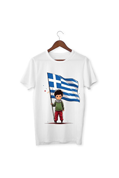 ALPŞAN TİCARET Greece Flag T-Shirt - Anime Boy T-Shirt