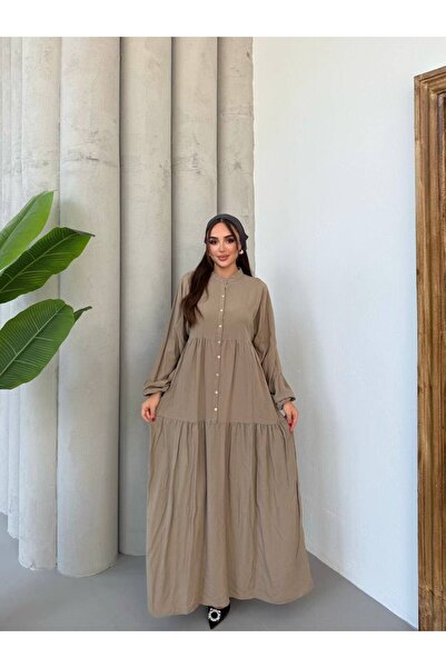 Mava Lady Kadın Tesettür Elbise Bej