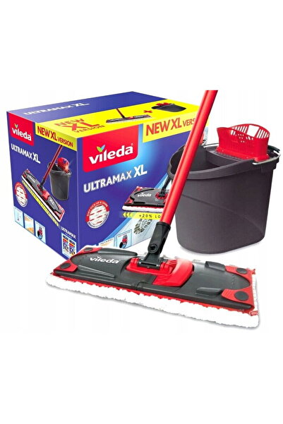 Vileda Mop Ultramax Box, cu maner rotativ telescopic, microfibra si bumbac + ...