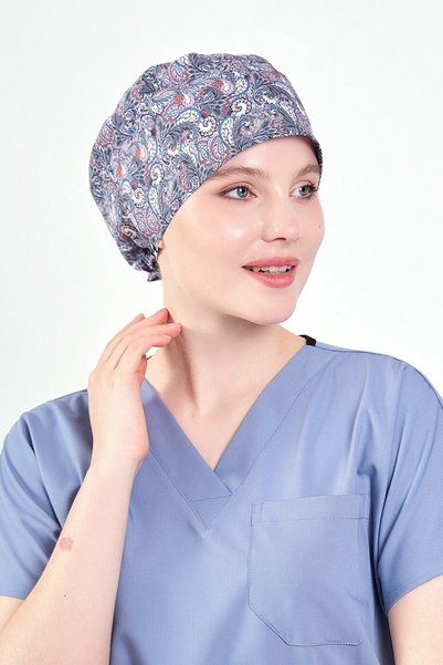 Owlet Medikal Gray Paisley Patterned Surgical Bonnet
