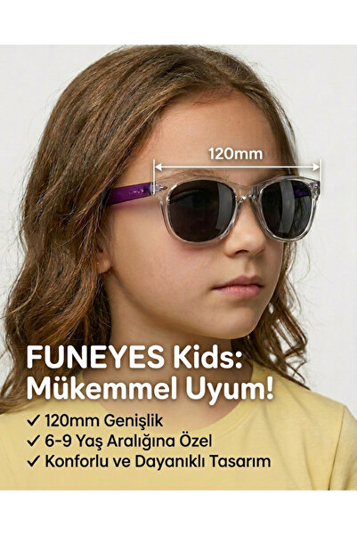 funeyes Boys Girls Transparent Purple Polarized Sunglasses Age Range 6-9 Years