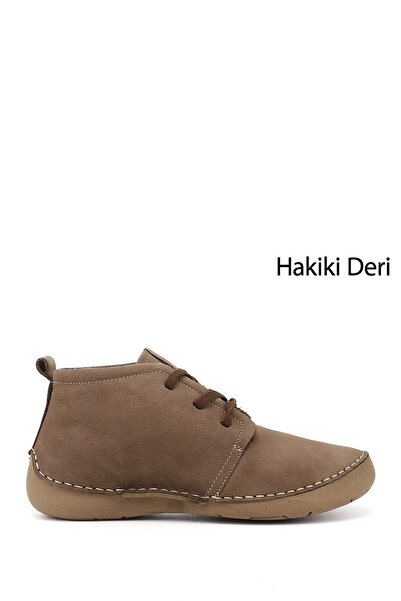 GÖNDERİ(R) Women's Sand Nubuck Lace-Up Genuine Leather Comfort Boots
