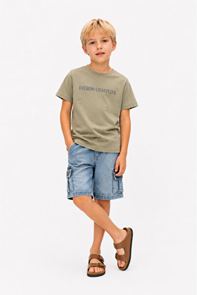 Overdo Boys' Short Sleeve T-Shirt and Denim Shorts Two-Piece Set