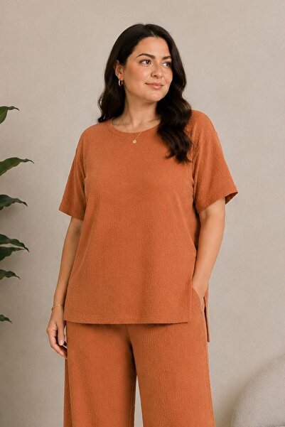Seamoda Двоен костюм голям размер от набръчкан плат, удобен, с цепки и джобов...