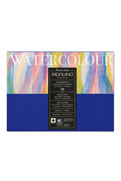 Fabriano Studio Watercolor Block 20 Sheets 4-Sided Gel Coated Fine Grain 24X32Cm