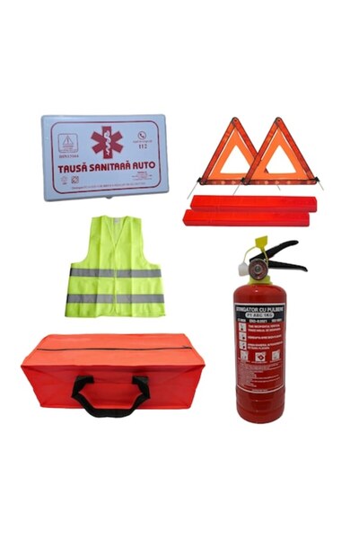 Extra Complete Car Safety Kit: P1 Extinguisher, First Aid Kit, Reflective Ves...